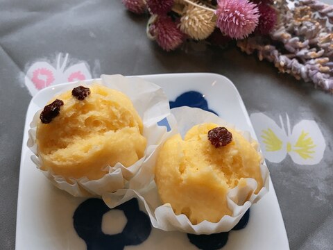 グルテンフリー◡̈お砂糖なし♡米粉のたまご蒸しパン